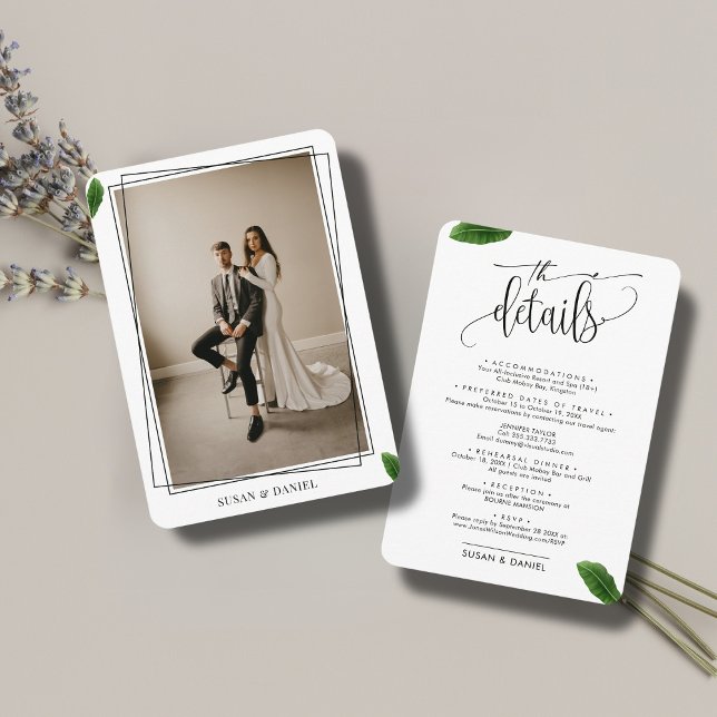 Wild Tropical Leaves Photo Wedding Travel Details Enclosure Card (Creator Uploaded)