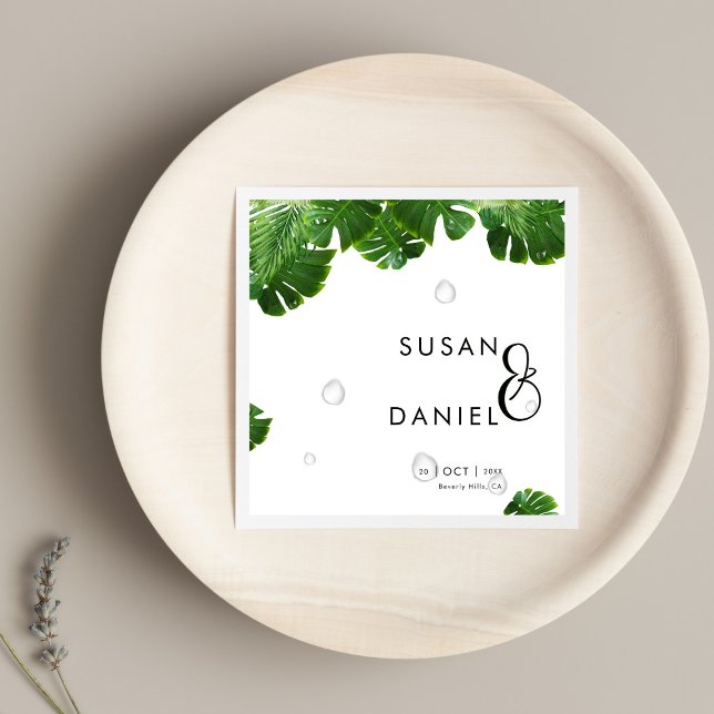 Wild Tropical Lush Palm Leaves & Modern Wedding Napkin (Creator Uploaded)
