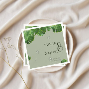 Wild Tropical Lush Palm Leaves & Modern Wedding Napkin