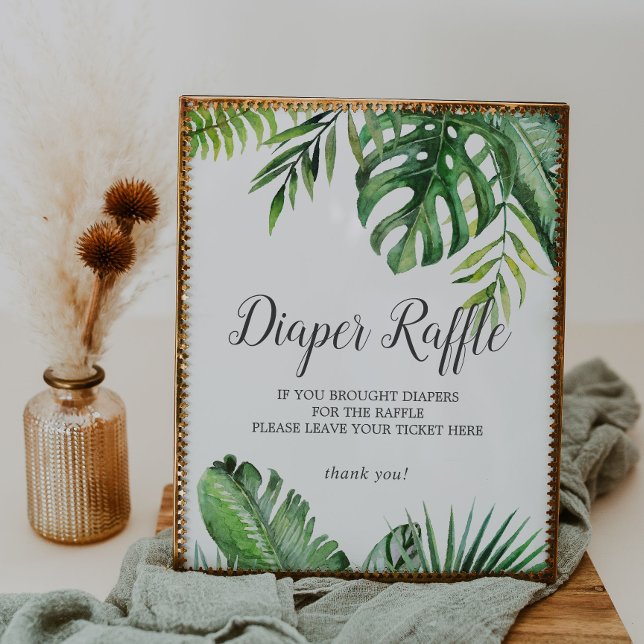 Wild Tropical Palm Baby Shower Diaper Raffle Sign (Creator Uploaded)