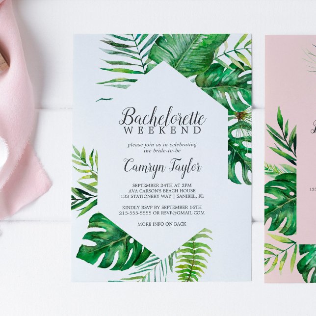 Wild Tropical Palm Bachelorette Weekend Invitation (Creator Uploaded)