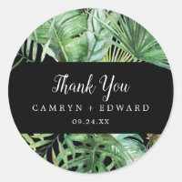 Wild Tropical Palm | Black Thank You Favour Sticke