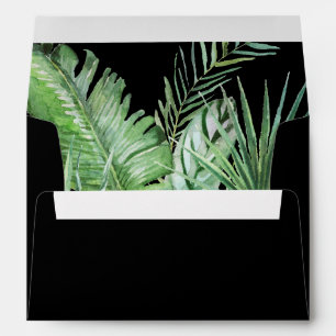 Wild Tropical Palm Black Wedding Invitation Envelope