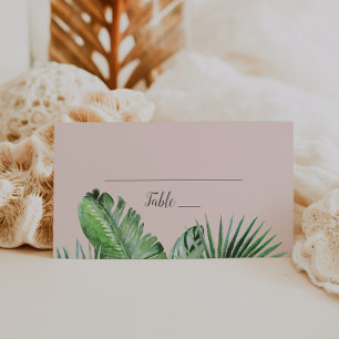 Wild Tropical Palm Blush Wedding Place Card