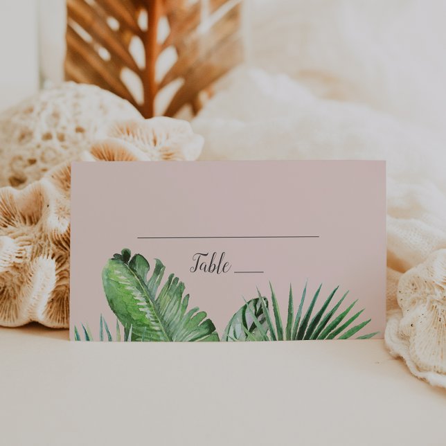 Wild Tropical Palm | Blush Wedding Place Card (Creator Uploaded)