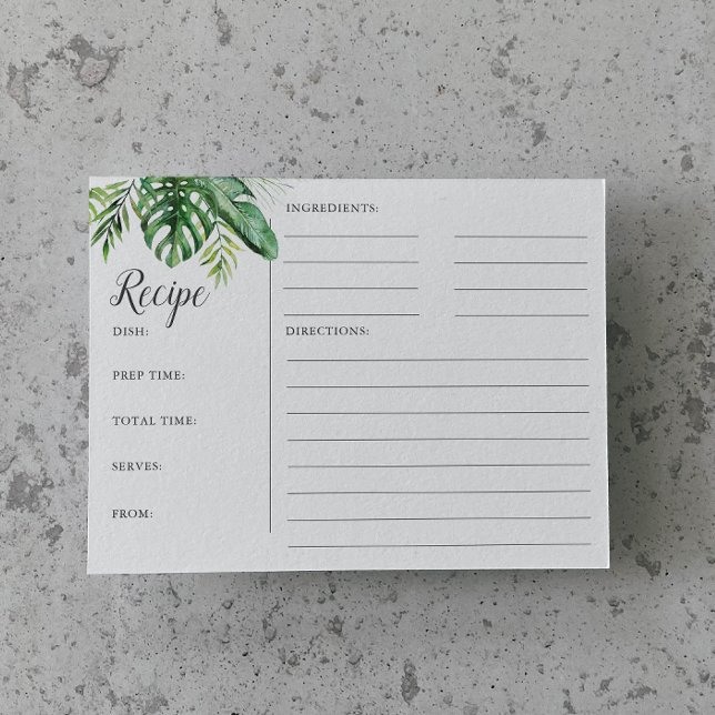 Wild Tropical Palm Bridal Shower Recipe Cards (Creator Uploaded)