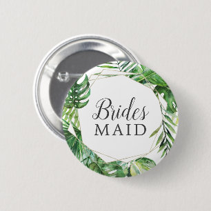 Wild Tropical Palm Bridesmaid Bridal Shower 6 Cm Round Badge
