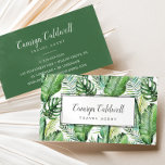 Wild Tropical Palm Business Card<br><div class="desc">This wild tropical palm business card is perfect for a small business owner,  consultant,  stylist and more! The design features an exotic array of green watercolor banana palm tree leaves,  ferns,  foliage,  botanical plants and greenery for a tropical summer feel.</div>