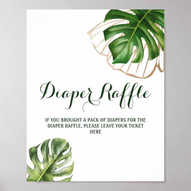 Wild Tropical Palm Gender Neutral Baby Shower Game Poster (Front)