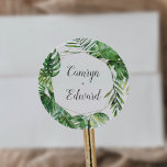 Wild Tropical Palm Geometric Wedding Envelope Seal<br><div class="desc">This wild tropical palm geometric wedding envelope seal is perfect for a beach or destination wedding. The design features an exotic array of green watercolor banana palm tree leaves, ferns, foliage, botanical plants and greenery for a tropical summer feel. Personalise the label with the names of the bride and groom....</div>