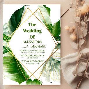 Wild Tropical Palm Geometric Wedding Invitation