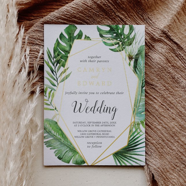 Wild Tropical Palm | Gold Foil Geometric Wedding F (Creator Uploaded)