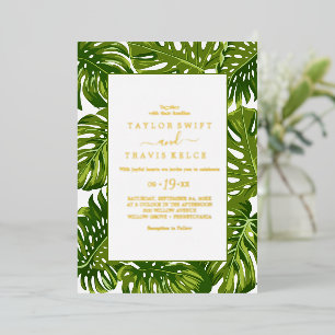 Wild Tropical Palm Gold Foil Hexagon Wedding