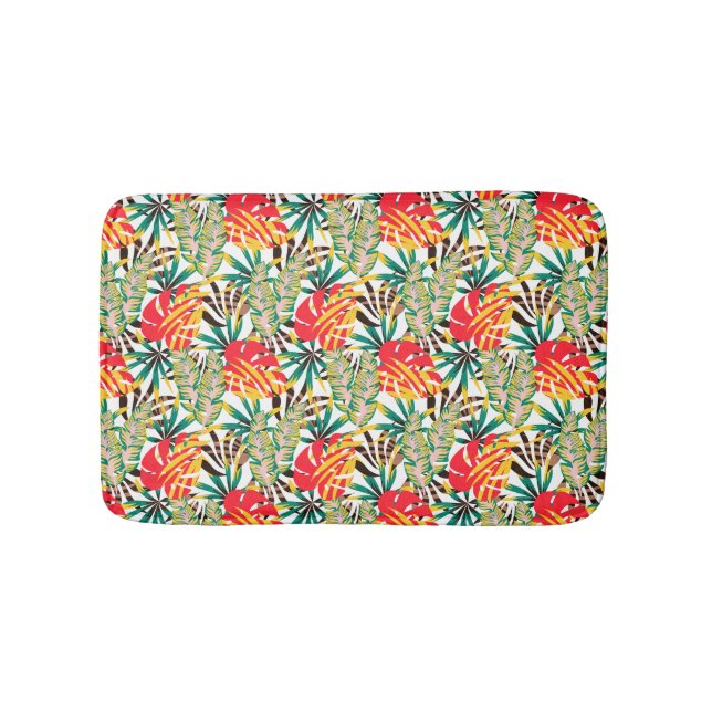 Wild Tropical Palm Leaves Bath Mat (Front)