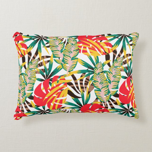 Wild Tropical Palm Leaves Decorative Cushion (Front)