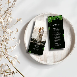 Wild Tropical Palm Leaves Modern Photo Wedding Menu