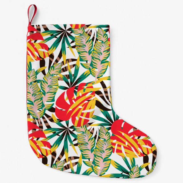 Wild Tropical Palm Leaves Small Christmas Stocking (Front)