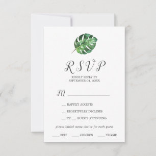 Wild Tropical Palm Menu Choice RSVP Card
