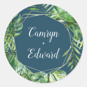 Wild Tropical Palm Navy Geometric Envelope Seal