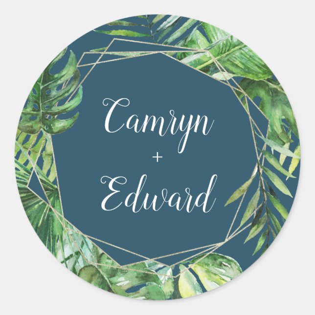 Wild Tropical Palm | Navy Geometric Envelope Seal (Front)