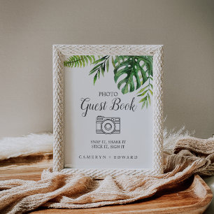 Wild Tropical Palm Photo Guest Book Sign