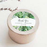 Wild Tropical Palm Thank You Wedding Favour Sticke