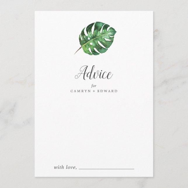 Wild Tropical Palm Wedding Advice Card (Front)