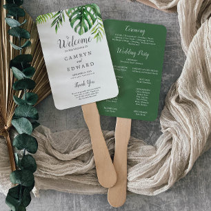 Wild Tropical Palm Wedding Program Fan