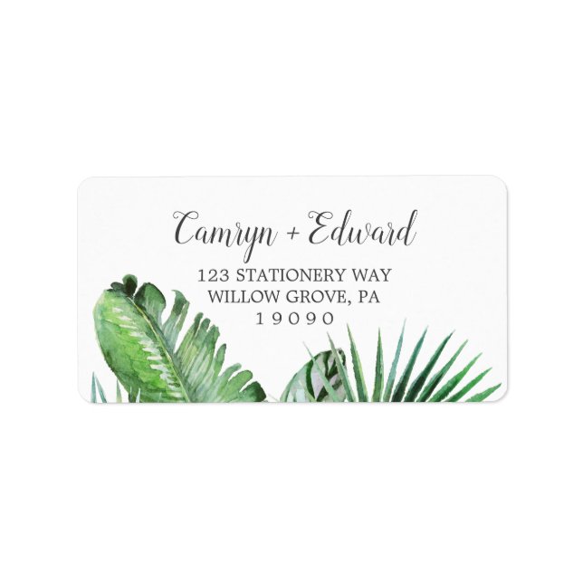 Wild Tropical Palm Wedding RSVP Address Labels (Front)