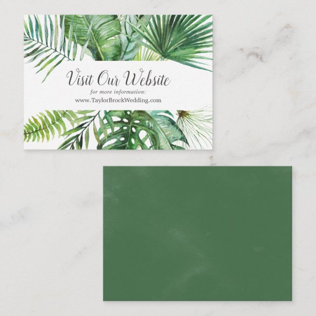 Wild Tropical Palm Wedding Website Enclosure Card (Front/Back)