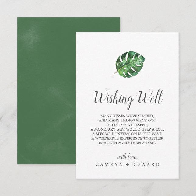 Wild Tropical Palm Wedding Wishing Well Card (Front/Back)