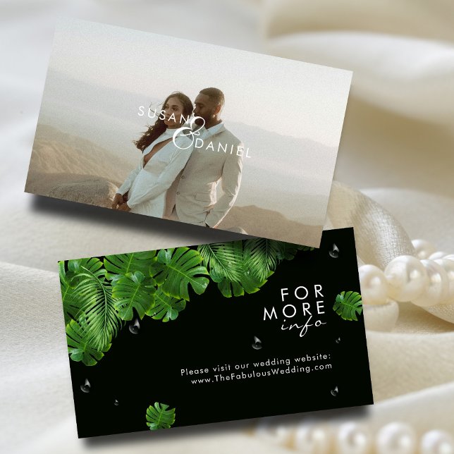 Wild Tropical Palms I Modern Photo Wedding Website Enclosure Card (Creator Uploaded)