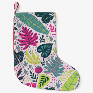 Wild tropical rainforest, vintage repeating patter small christmas stocking