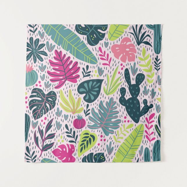 Wild tropical rainforest, vintage repeating patter tapestry (Front)