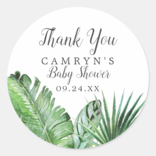 Wild Tropical Thank You Baby Shower Favour Sticker