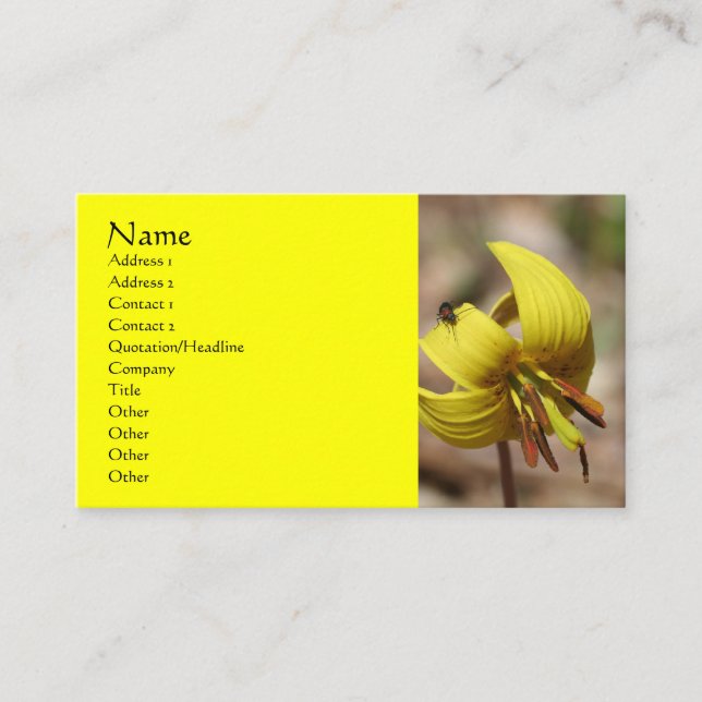Wild Trout Lily Flower Business Card (Front)