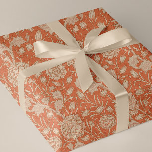 Wild Tulips Peach Background William Morris Wrapping Paper