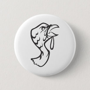 Wild Turkey Bird in Black and White 6 Cm Round Badge