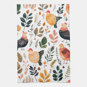 Wild Turkey Feather Wildlife Pattern Tea Towel