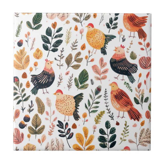 Wild Turkey Feather Wildlife Pattern Tile (Front)
