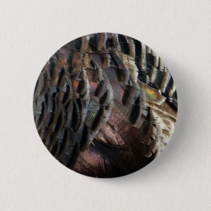 Wild Turkey Feathers I Abstract Nature Design 6 Cm Round Badge