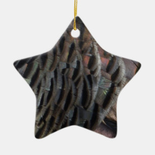 Wild Turkey Feathers I Abstract Nature Design Ceramic Tree Decoration