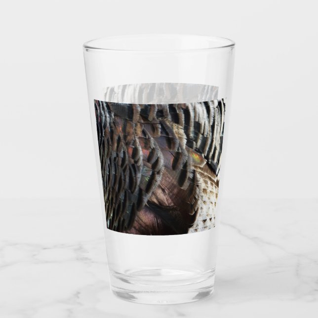 Wild Turkey Feathers I Abstract Nature Design Glass (Front)