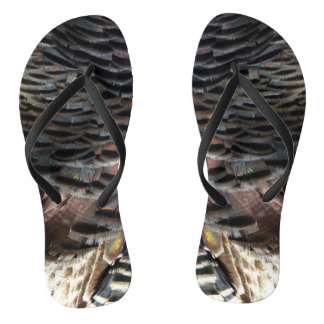 Wild Turkey Feathers I Abstract Nature Design Jandals