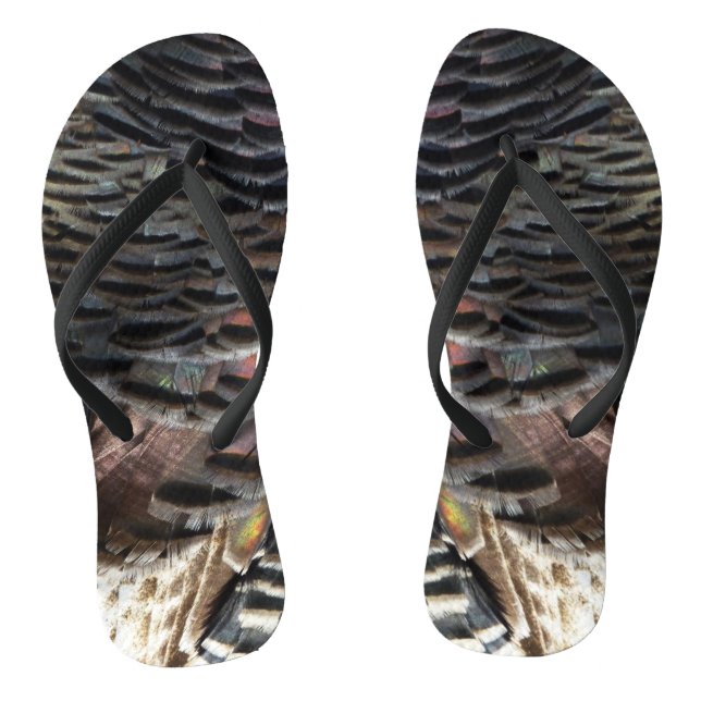 Wild Turkey Feathers I Abstract Nature Design Jandals (Footbed)