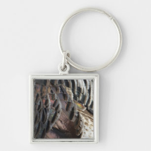 Wild Turkey Feathers I Abstract Nature Design Key Ring