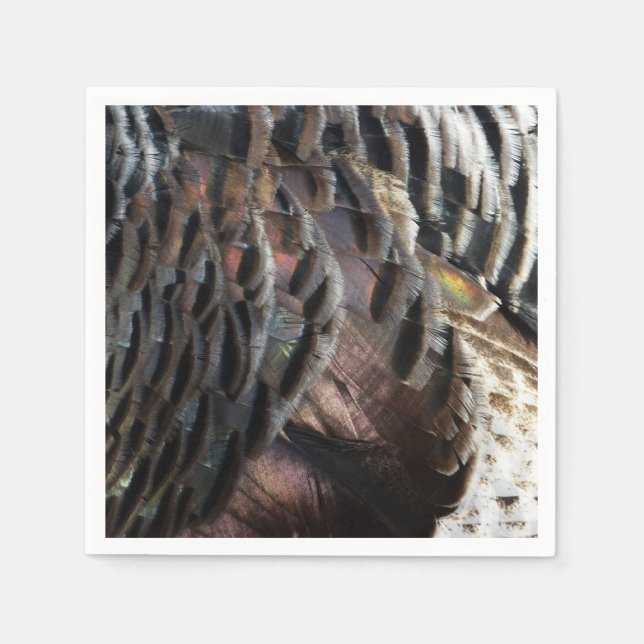 Wild Turkey Feathers I Abstract Nature Design Napkin (Front)