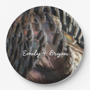Wild Turkey Feathers I Abstract Nature Design Paper Plate