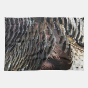 Wild Turkey Feathers I Abstract Nature Design Tea Towel