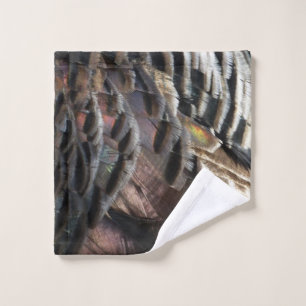Wild Turkey Feathers I Abstract Nature Design Wash Cloth